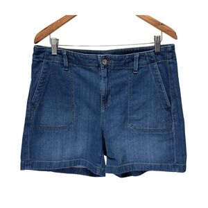 Chico's Denim Shorts Womens 12 Blue Medium Wash Cotton Blend 5" Inseam Casual